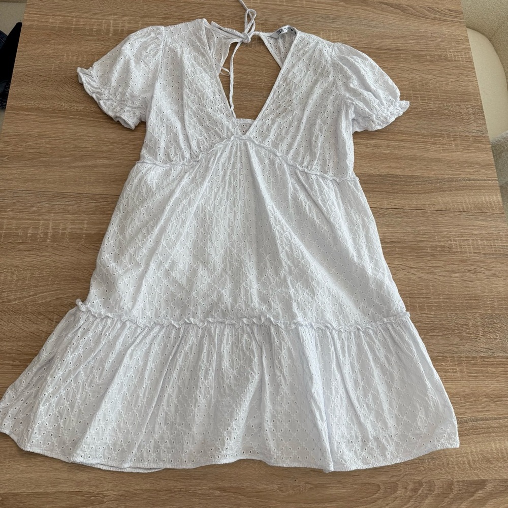 Zara White Eyelet Dress